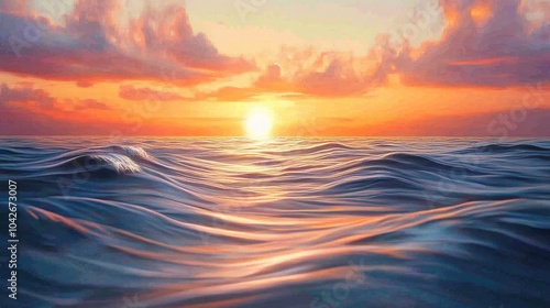 Serene Sunset Over Calm Ocean Waters