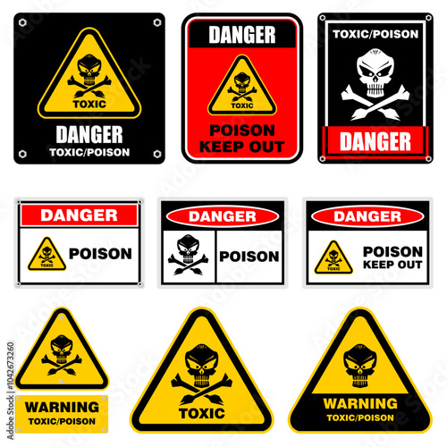 Danger, sign and label vector