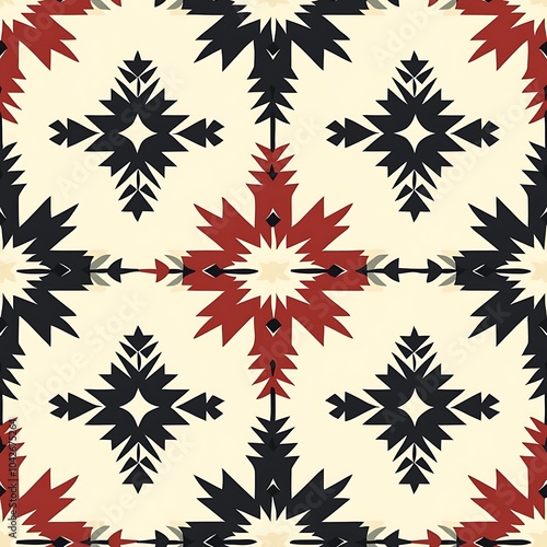 Wallpaper Mural Geometric Red and Black Pattern with Shapes Torontodigital.ca