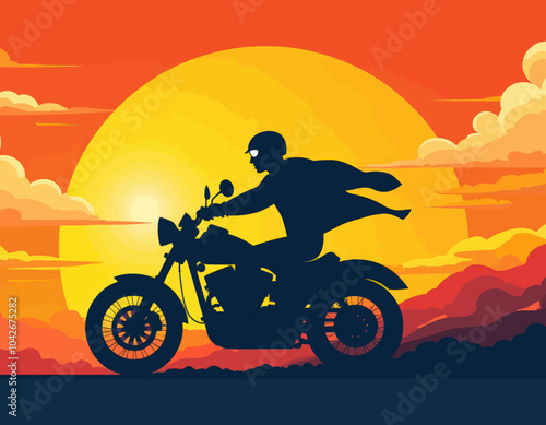 Motorcycle Silhouette Sunset 

