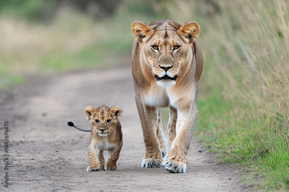 Obraz premium lion cub in the wild