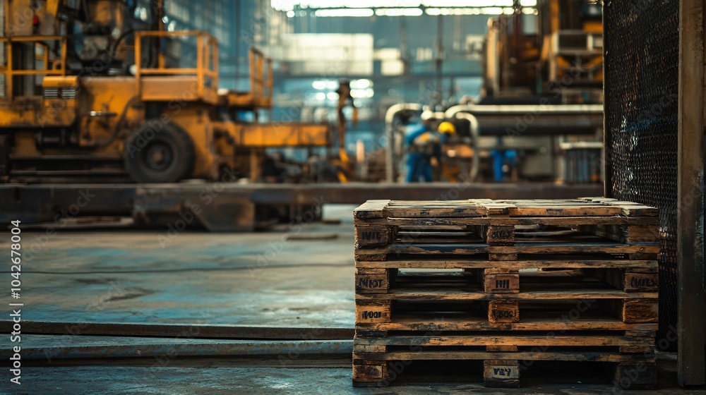 Wooden Pallets in Industrial Setting Wooden Pallets in Industrial Setting
