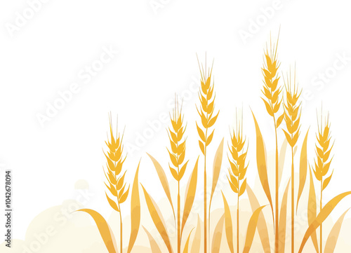 Wheat Field Silhouette on White Background