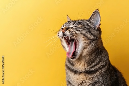 portrait of a yawing  cat