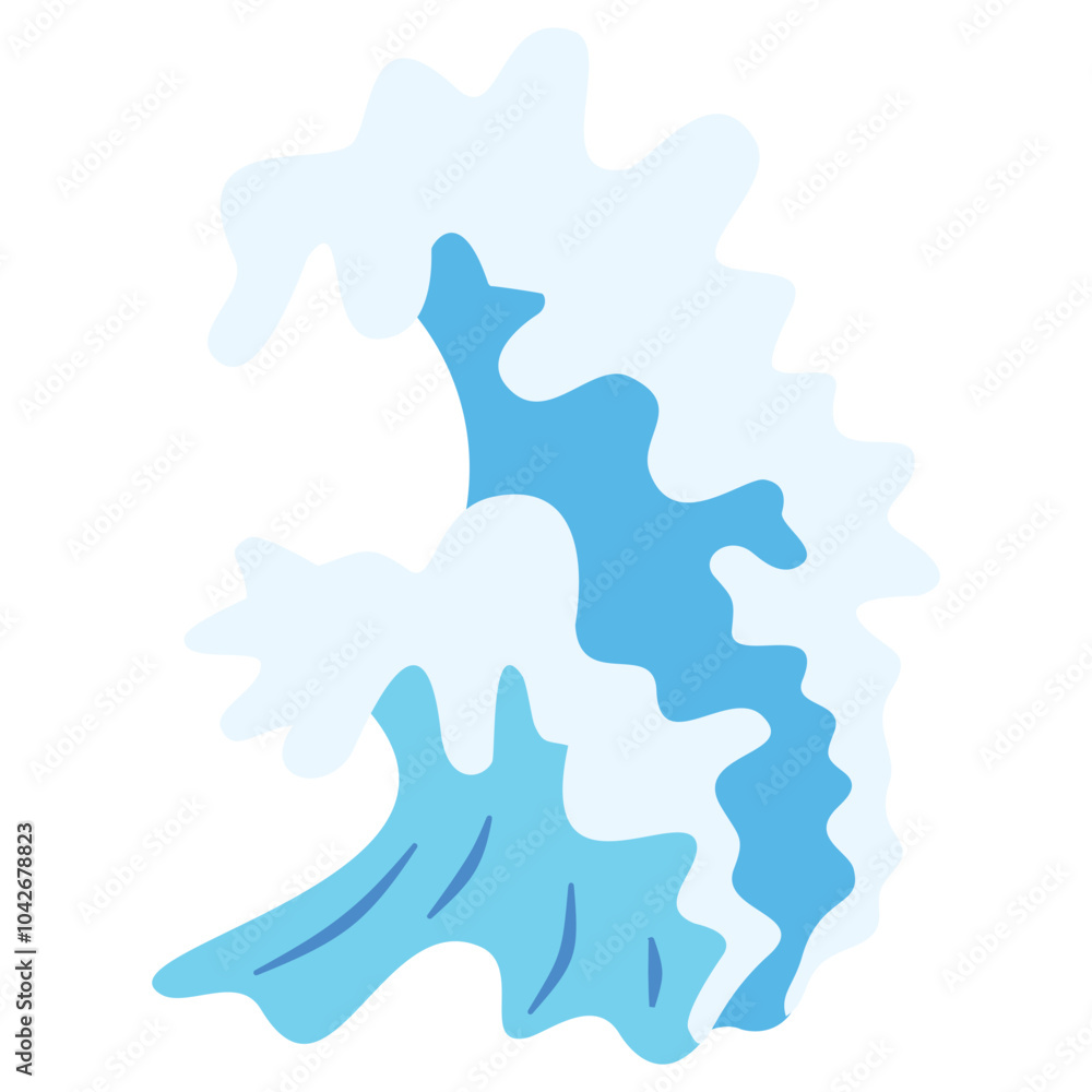 Ocean Waves Illustration in Abstract Design. Isolated on White Background. Ocean Waves Illustration in Abstract Design. Isolated on White Background.