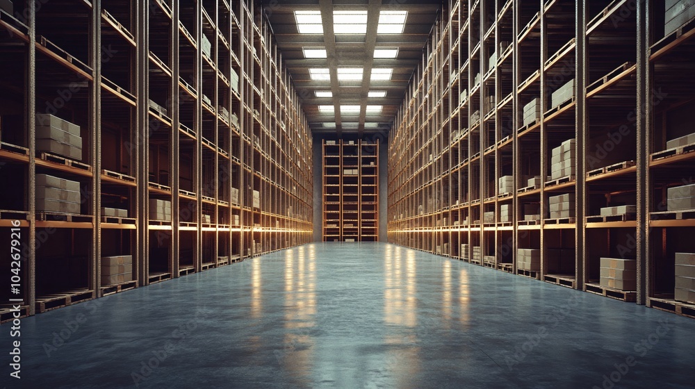 Empty Warehouse Interior with Shelving Empty Warehouse Interior with Shelving
