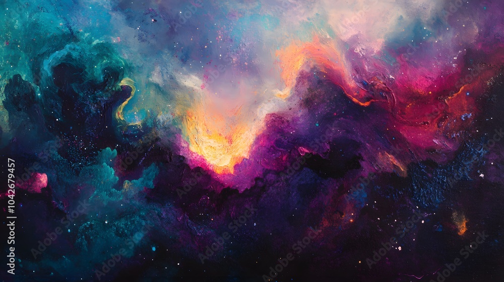 Iridescent colors blending seamlessly into the background creating a fluid connection between the being and the cosmos Iridescent colors blending seamlessly into the background creating a fluid connection between the being and the cosmos
