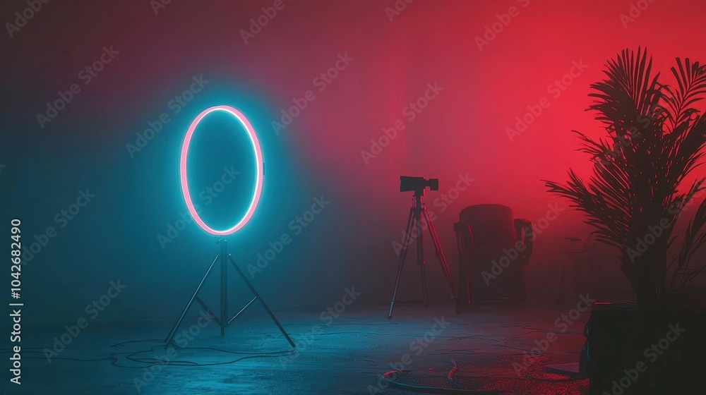 Neon Light Setup in Creative Studio Environment Neon Light Setup in Creative Studio Environment