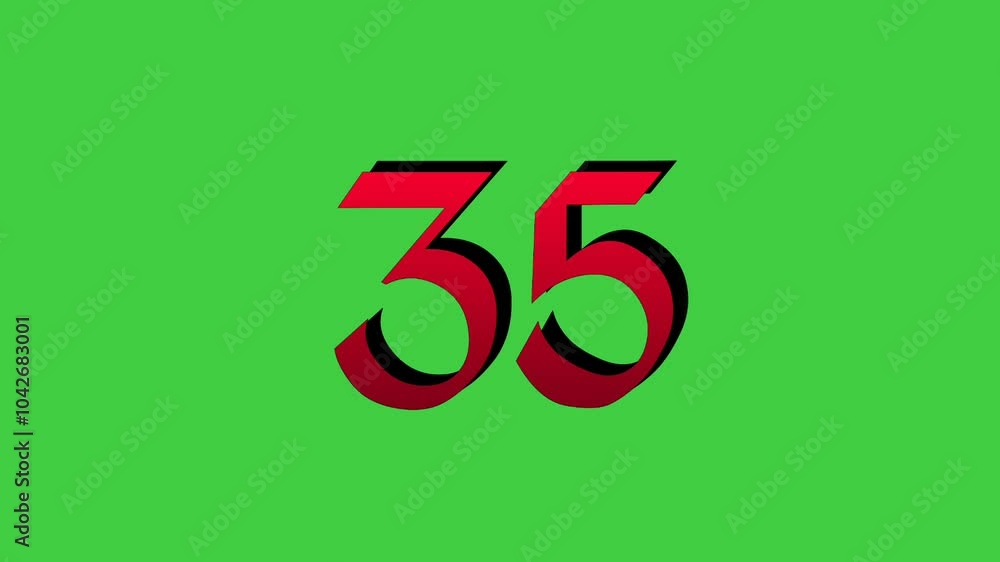 Number 35 thirty five symbol sign animation motion graphics icon on green screen background,the number reveal on smoke,cartoon video number for video elements Number 35 thirty five symbol sign animation motion graphics icon on green screen background,the number reveal on smoke,cartoon video number for video elements