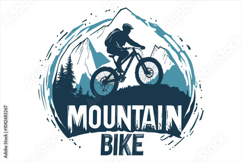 Bicycle T-shirt Design Cycling Mountain Biking Bike Cyclist Vector Design Illustration