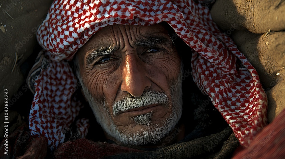 Close-up of a Middle Eastern man crying with sorrow on a white background Close-up of a Middle Eastern man crying with sorrow on a white background