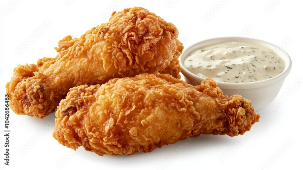 Close-Up Fried Chicken on White Background