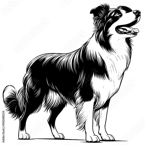 Hand drawn cute Border Collie, vector sketch isolated on white background, SVG vector	