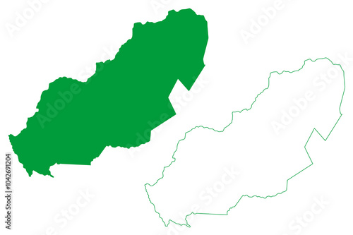 Iacu municipality (Bahia state, Municipalities of Brazil, Federative Republic of Brazil) map vector illustration, scribble sketch Iacu map