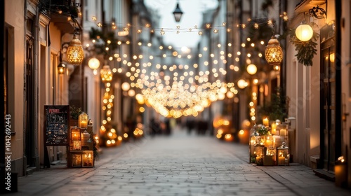 Festive Street Lights and Lanterns at Night.