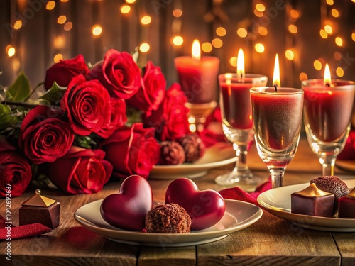 Romantic Valentine's Day High Dynamic Range Images of Heart-Shaped Decorations and Candles