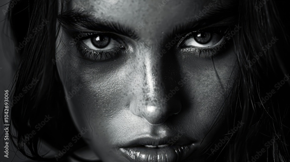 High Contrast Portrait of Intense Woman High Contrast Portrait of Intense Woman