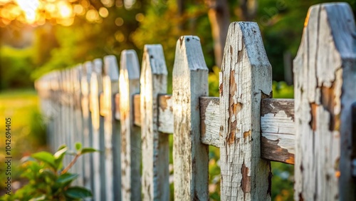 Run Down Wooden Fence with Cracked Paint Needing Renovation - Tilt-Shift Photography