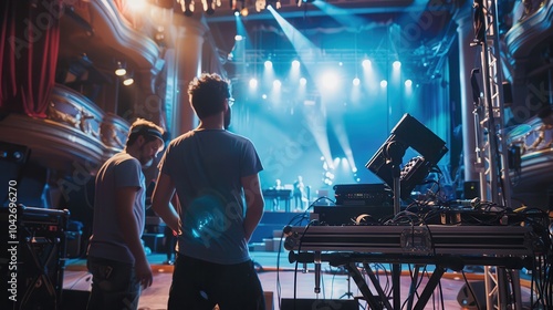 Wallpaper Mural Stage Crew Prepares for Event with Lighting Setup Torontodigital.ca