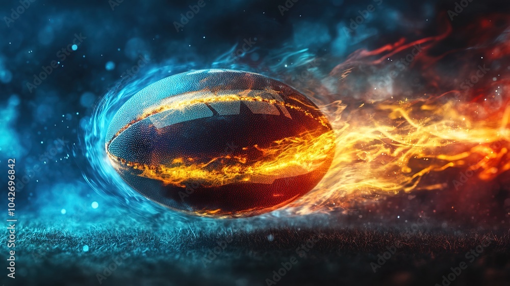 Rugby ball in glowing motion Rugby ball in glowing motion