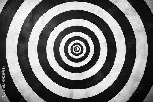 Abstract black and white concentric circles create a mesmerizing optical illusion.