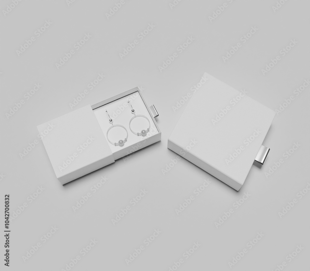 blank box with jewelry concept for mockup on white background blank box with jewelry concept for mockup on white background