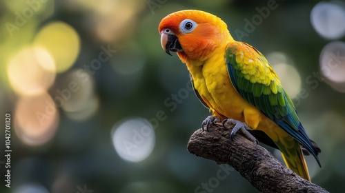 Joyful Sun Conure Perched in Natural Habitat photo