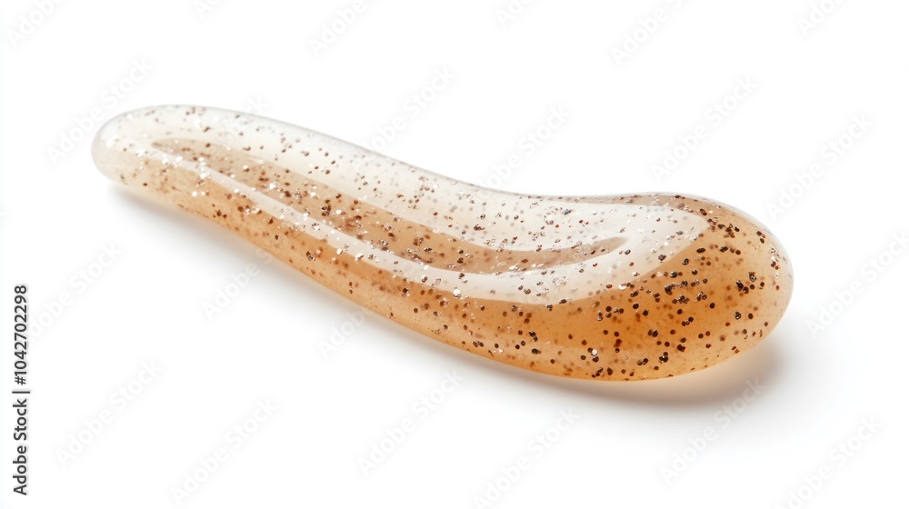 A translucent, speckled object resembling a gel or decorative item.