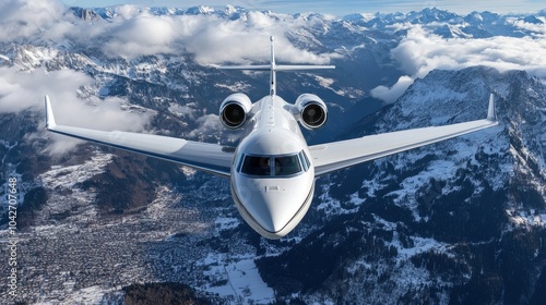 Gulfstream Aerospace Luxury Business Jet Soaring Above BBDC in Majestic Mountain Landscape