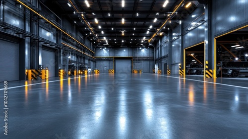 Spacious Concrete Floor in Industrial Building Showcasing Modern Design and Functionality