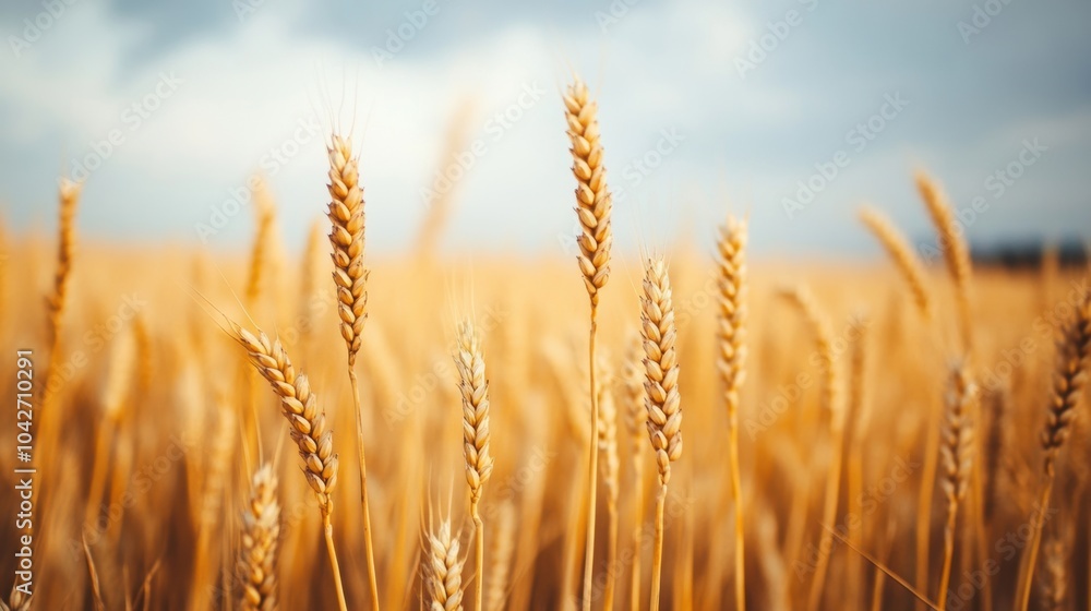 A vast field of golden wheat gently sways in the wind as dark clouds form a moody backdrop, evoking the beauty of nature's cycles A vast field of golden wheat gently sways in the wind as dark clouds form a moody backdrop, evoking the beauty of nature's cycles