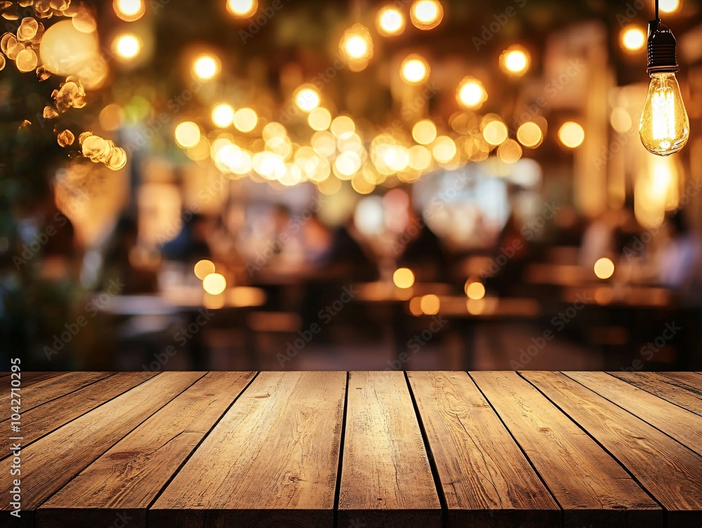 Wooden table with warm lighting and a bokeh background, creating a cozy atmosphere perfect for dining or social gatherings. Wooden table with warm lighting and a bokeh background, creating a cozy atmosphere perfect for dining or social gatherings.