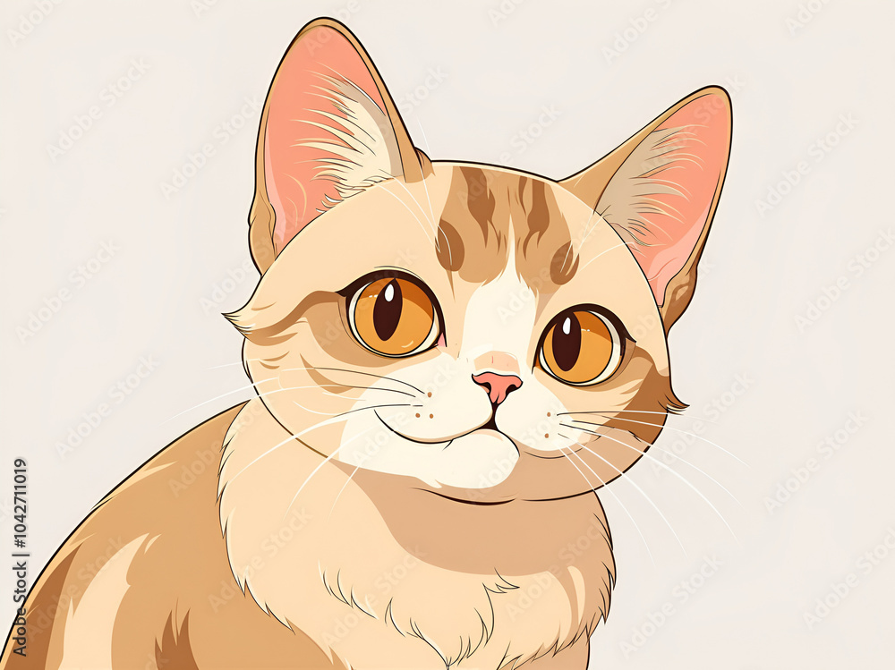 Fototapeta premium cartoon style, Close-up of Thai (cat), isolated on a white background
