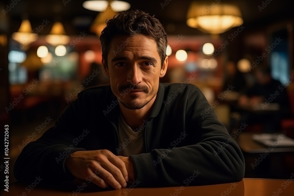 Portrait of a handsome man sitting at a table in a bar Portrait of a handsome man sitting at a table in a bar