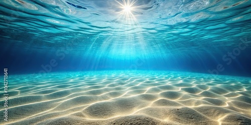 High angle view of serene underwater environment revealing sandy ocean floor