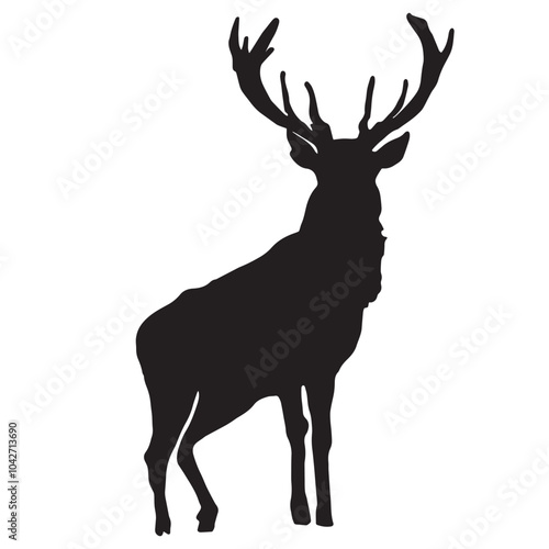 Elk silhouette animal black and white vector antlers mammal golden