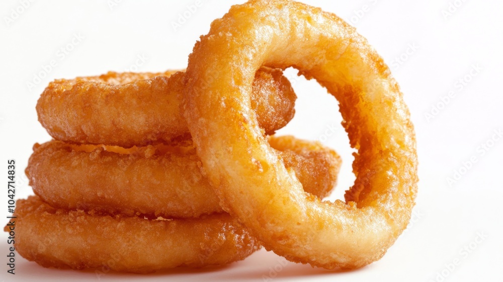 Crispy Onion Rings on a White Background Crispy Onion Rings on a White Background
