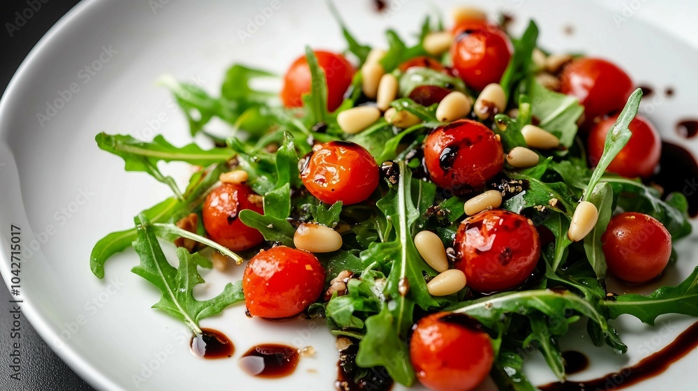 Fresh Arugula Salad with Roasted Tomatoes and Pine Nuts Fresh Arugula Salad with Roasted Tomatoes and Pine Nuts
