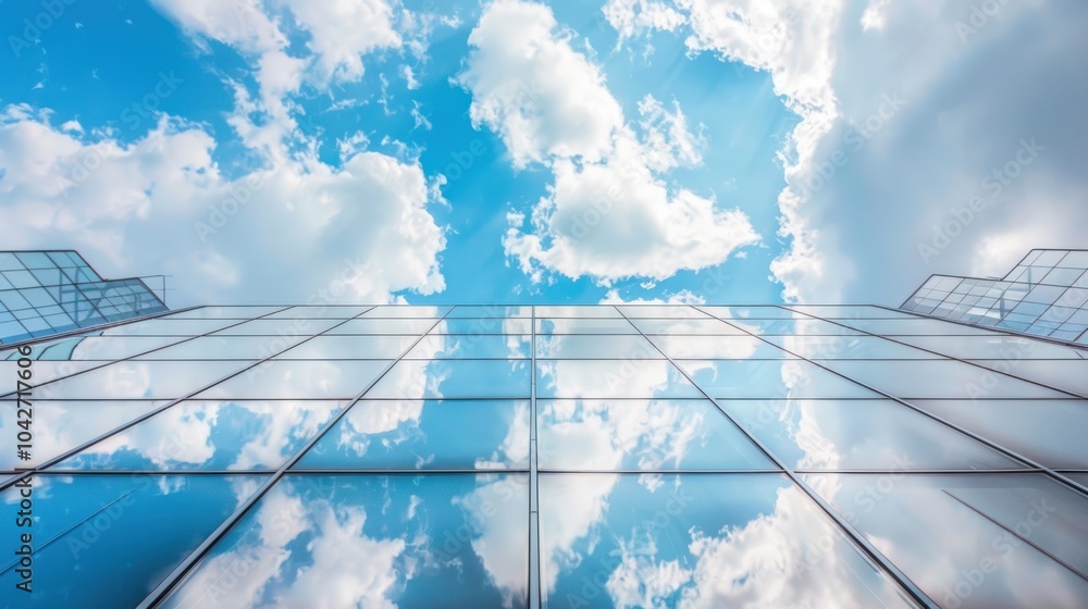 Fototapeta premium Sky Reflected on a Glass Building