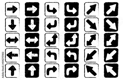 Simple arrow icon illustration monochrome set