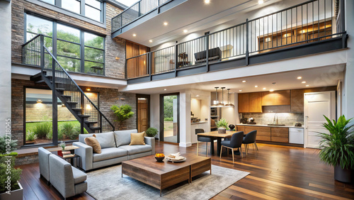 Wallpaper Mural modern living room with fireplace Torontodigital.ca