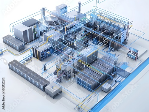 Wallpaper Mural Detailed 3D Digital Data Center Network Architecture Diagram Torontodigital.ca