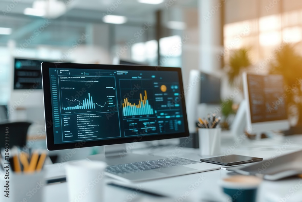 custom made wallpaper toronto digitalBusiness meeting focused on digital marketing funnels, data-driven strategy, modern office with large screens