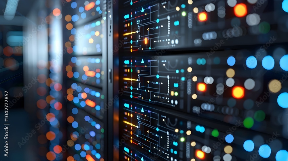 Intricate 3D Digital Data Center Network Diagram with Futuristic Circuit Patterns Intricate 3D Digital Data Center Network Diagram with Futuristic Circuit Patterns