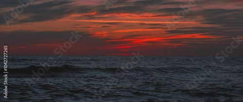 The sea horizon at dusk