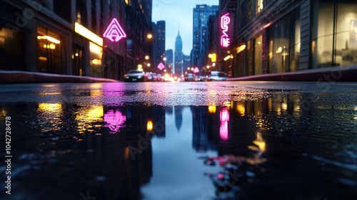 Neon Streets Transforming City After Rain