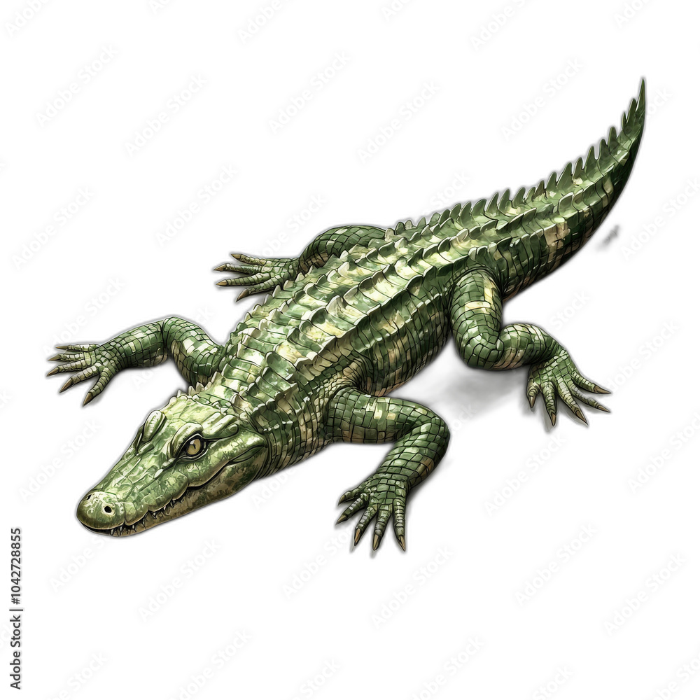 Fototapeta premium Realistic Illustration of a Crocodile on Black Background