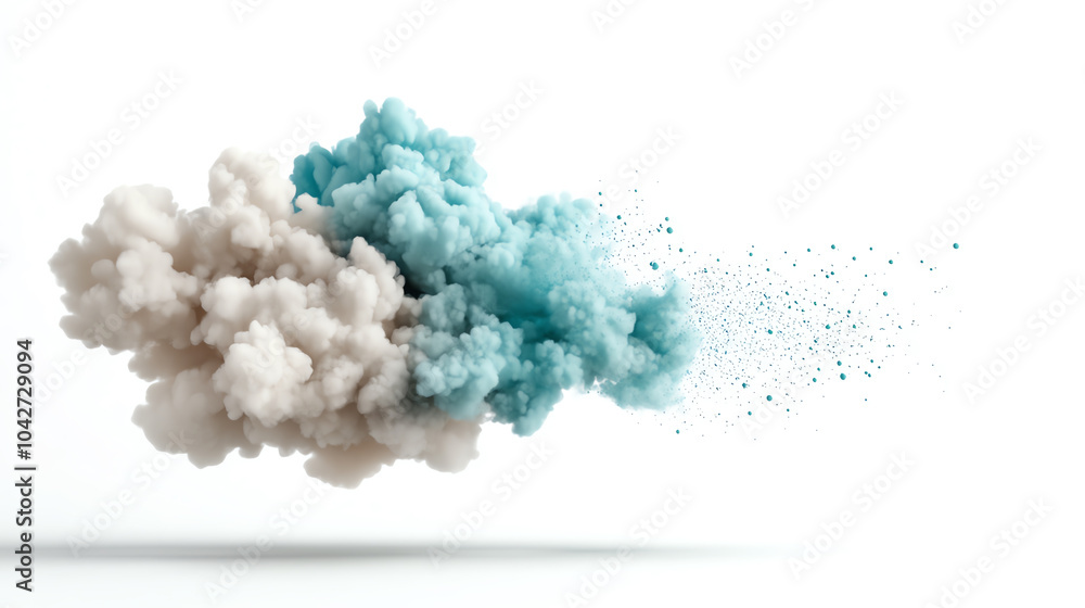 Dynamic colorful smoke cloud effect on white background for visual design projects Dynamic colorful smoke cloud effect on white background for visual design projects