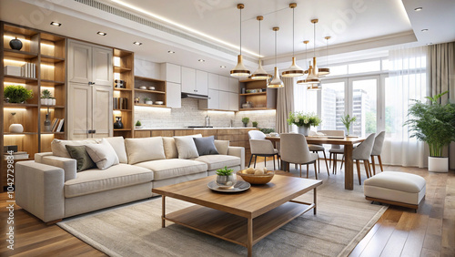 Wallpaper Mural modern living room with fireplace Torontodigital.ca