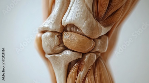 Detailed knee anatomy illustration with bone structure 